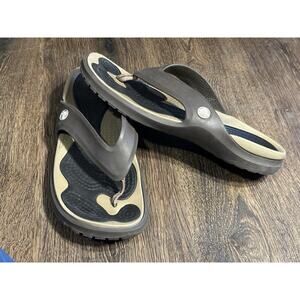 Crocs Mens 12 Shoe MODI Flip Flops Thongs Walking Water Sandals Brown